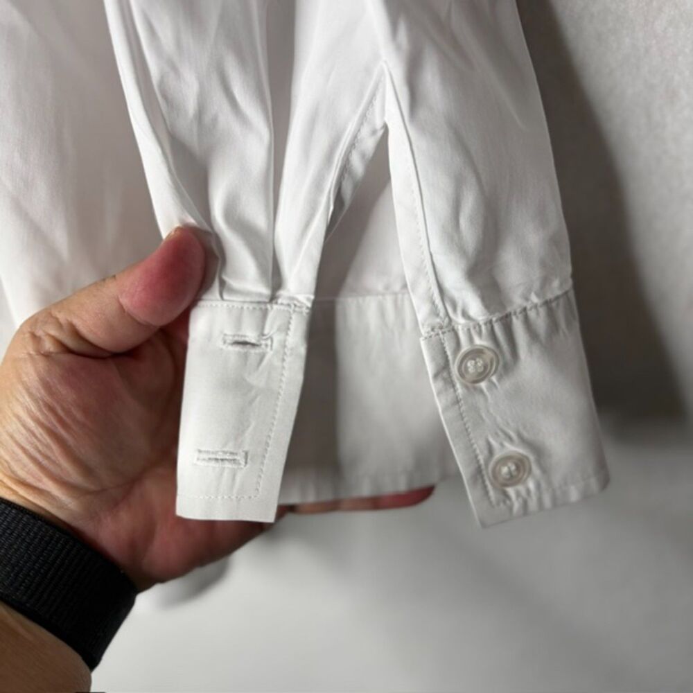 Finley White Button-Up Shirt Minimalist Quiet Luxury Chic Resort Casual Size L - Picture 3 of 8